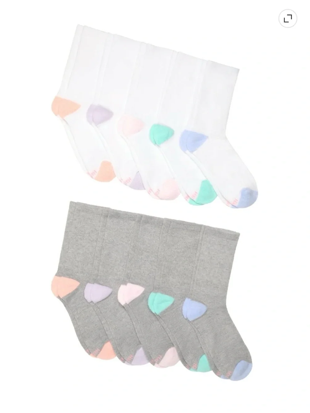Hanes Moves Compression Arch Crew Socks - Gray & White - 10 Pack